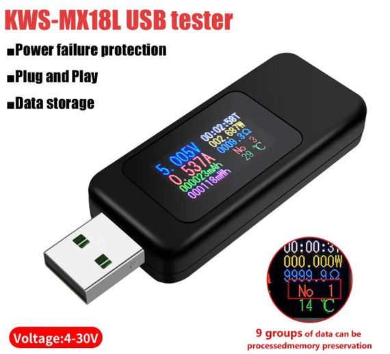 USB тестер Keweisi KWS-MX18L - Black | Зображення 2