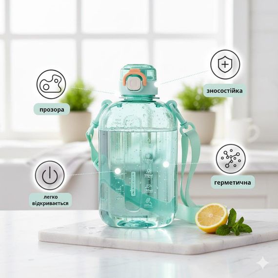 Спортивна пляшка для води SPORT (750 мл) — BPA-free пластик, берюзова | Зображення 2
