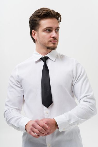 Вузька укорочена краватка на резинці Without Vindzor Black | Зображення 1