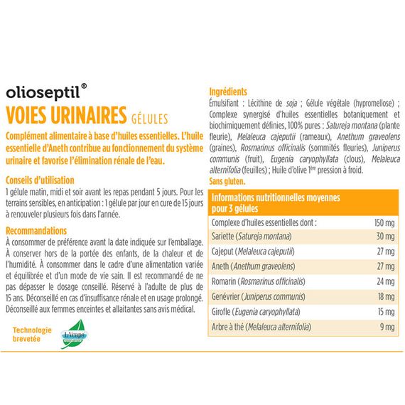 Урологічний препарат OLIOSEPTIL VOIES URINAIRES 15 Caps | Зображення 1
