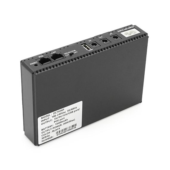 ДБЖ UPS-36W DC1036P для роутерів/комутаторів/PON/POE-430, 5/9/12V, 1A/2А, 10400мAh, Black, BOX | Зображення 2