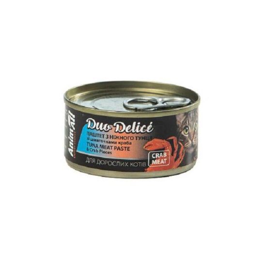 Консерви AnimAll Duo Delice для котів, паштет з тунця та шматочками краба, 80 г