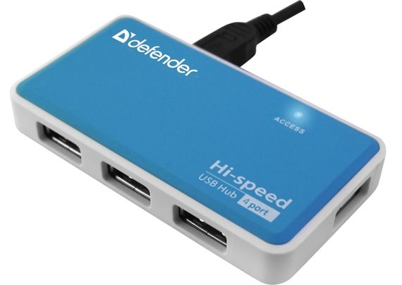 USB-хаб Defender Quadro Power+Adapter 4xUSB 2.0 220V (83503) | Зображення 1