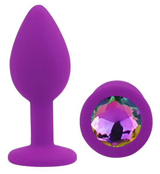 Силіконова анальна пробка EGZO - Silicone Purple Round Plug Rainbow, size S Sex Aura | Зображення 1
