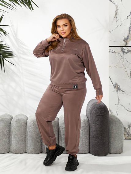 Женский спортивный костюм весна-осень свитшот и джоггеры NB24049 цвет мокко, размер 42/44 | Зображення 4