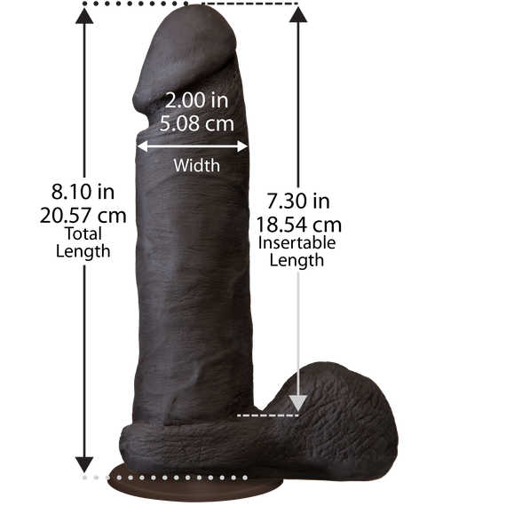 Фалоімітатор Doc Johnson The Realistic Cock 8 inch Black - ULTRASKYN, Vack-U-Lock, діаметр 5,1 см | Зображення 1
