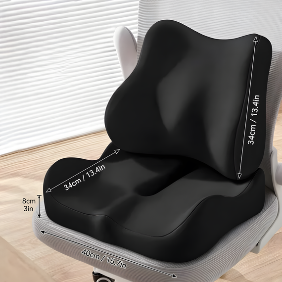 Комплект ортопедичних подушок Memory Foam для авто та офісного крісла black | Зображення 5