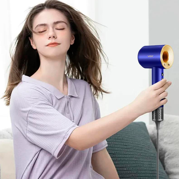 Фен профессиональный VGR V-445 BLUE, 3 уровня обдува, 4 уровня температуры, 1600 Вт, 110000 RPM | Зображення 5