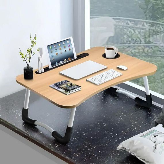 Складной столик-подставка для ноутбука и планшета 60х40х27 см, Коричневый / Деревянный столик в кровать с