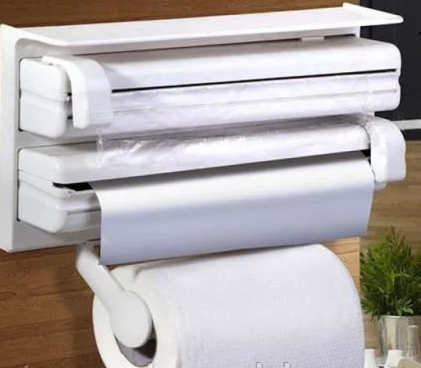 Кухонный тройной держатель Triple Paper Dispenser 3 в 1 для бумажных полотенец пищевой пленки и фольги | Зображення 1