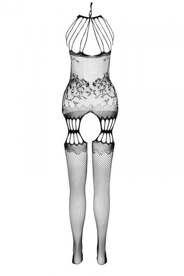 Бодістокінг з безліччю бретелей Passion BS095 One Size, black, імітація пояса та панчіх, з доступом sexstyle | Зображення 11