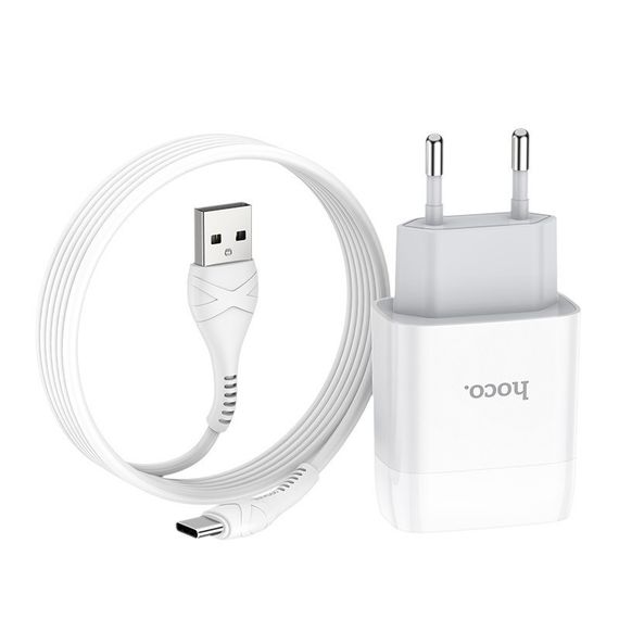 СЗУ Hoco C73A Glorious 2.4A (2USB-A) + кабель USB to Type-C Белый