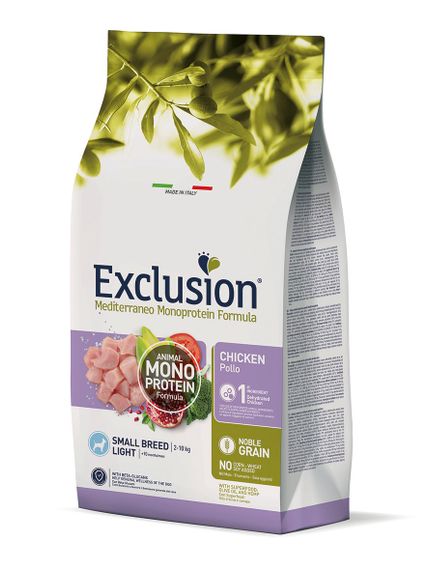 Корм Exclusion Dog Adult Light Chicken Small Breed сухий з куркою для собак малих порід із зайвою вагою 500 гр