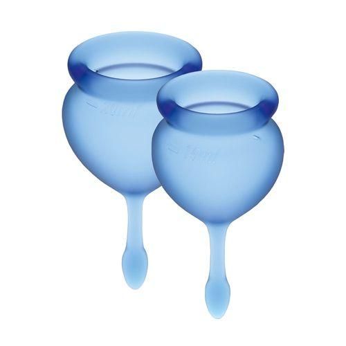 Набір з двох (15мл і 20мл) менструальних чаш Satisfyer Feel Good (dark blue) + мішечок для зберігання