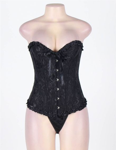 Корсет з квітковим принтом Star Night Corset Top з гачками та шнурівкою, чорний, L | Зображення 4