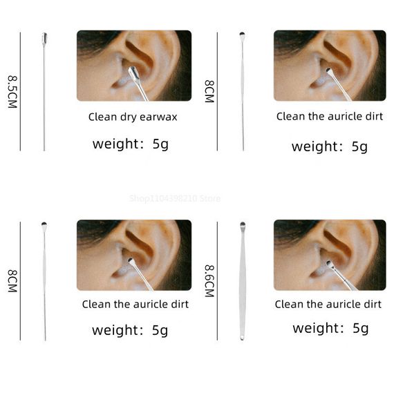 Набір для чищення вух і видалення вушної сірки із 6 інструментів Чорний | Зображення 5