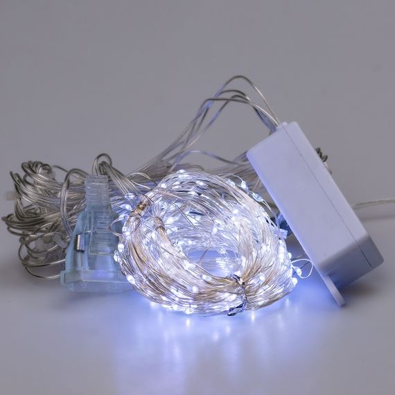 Гірлянда штора світлодіодна GarlandoPro 200LED Роса 3х3м 8 режимів 10 ниток гірлянда роса на ялинці Білий 173307W | Зображення 1