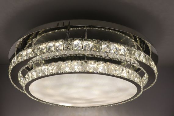 Люстра стельова кришталева LED з пультом 25671 Хром 18х80х80 см. | Зображення 2