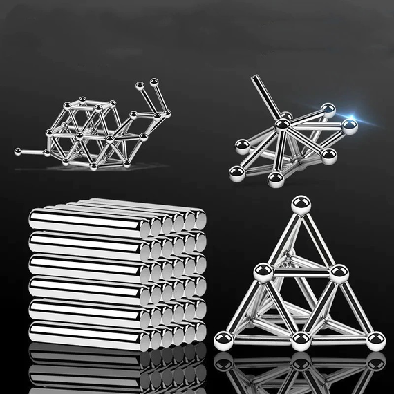 Магнитный конструктор Magnetic Building, 63 детали Серебристый (sv0529) | Зображення 1