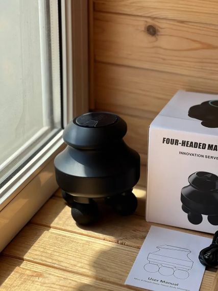 Мінімасажер для глибоких тканин / Електричний ручний масажер з 4 головками для м'язів спини, шиї, голови | Зображення 3