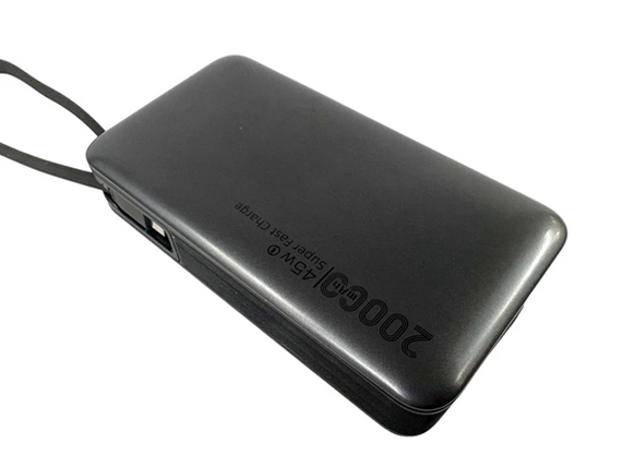 Повербанк TUGII Y45 20000mAh со встроенными кабелями поддержкой быстрой зарядки PD и QC 3.0 45 Вт Черный | Зображення 3