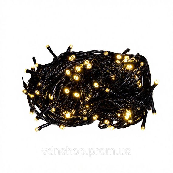 Новорічна гірлянда кімнатна нитка 22 м 220 LED чорний провід Жовтий W220LED22MBY | Зображення 2