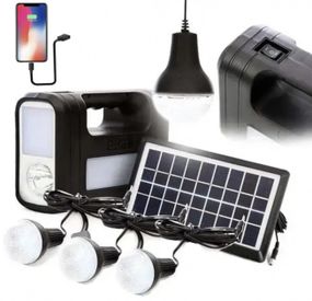 Сонячна станція потужний ліхтар акумулятор Power bank Сонячна панель + 3 лампи