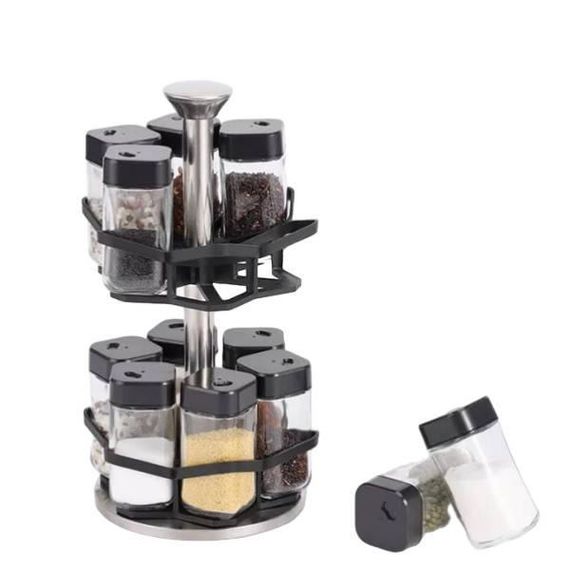 Карусель для спецій двоярусна на 12 ємностей BSJ2407-2 Срібло