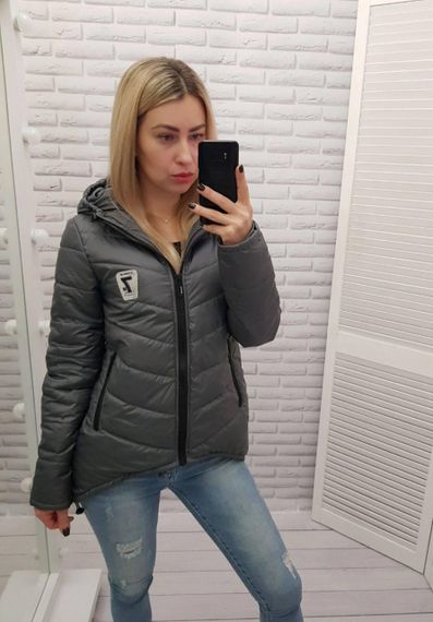 Жіноча демісезонна куртка з емблемою, арт.210/7, темно-сірий | Зображення 3