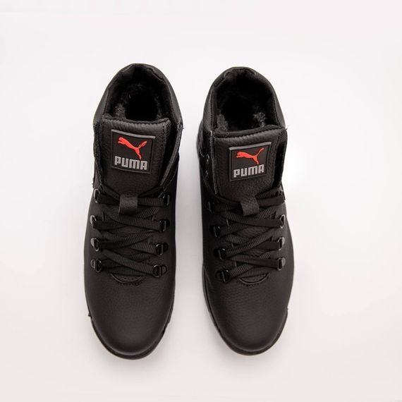 і зимові шкіряні ботинки Puma хутро  чорні | Зображення 2