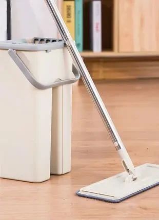 Швабра с ведром и самоотжимом , Spin Mop Scratch Cleaning 360, швабра лентяйка 6 л | Зображення 1
