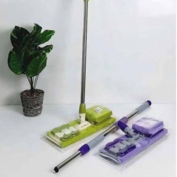 Швабра полотер для швидкого збирання з насадкою з мікрофібри на затискачах із запаскою Фіолетова