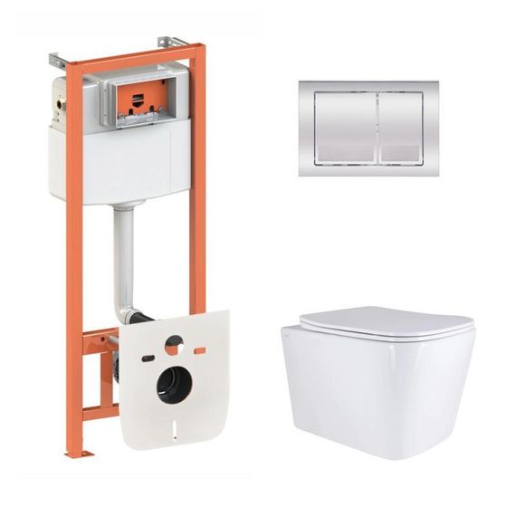 Готовое решение Qtap для ванной комнаты: подвесной унитаз Tern Ultra Quiet 525x345x360 + комплект инсталляции Nest 4 в 1