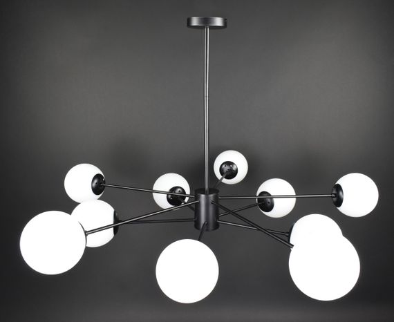 Люстра стельова на 10 лампочок 27783 Чорний 40-70х116х116 см. | Зображення 1