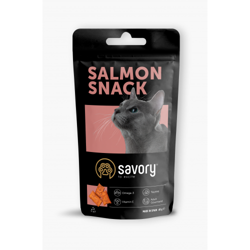 Хрустящие лакомства Savory Snack Подушечки для прихотливых кошек, с лососем, 60 г