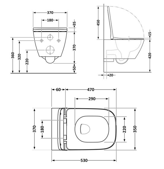 Унітаз підвісний Qtap Gemini Ultra Quiet, з сидінням Slim Duroplast/ Soft-close/ Quick Release QT2533076EUQMB | Зображення 1