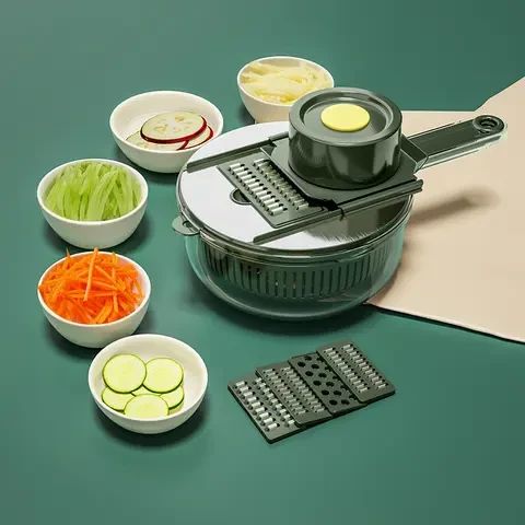 Ручная овощерезка 10в1 слайсер с корзиной, Vegetable Cutter / Мультислайсер с насадками / Терка для овощей | Зображення 1