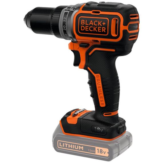 Дрель-шуруповерт аккумуляторная бесщёточная BLACK+DECKER BL186N | Зображення 1
