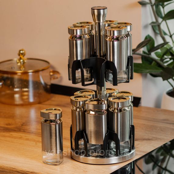 Набір баночок для спецій 12 шт. по 120 мл на підставці Карусель HP1327 | Зображення 4