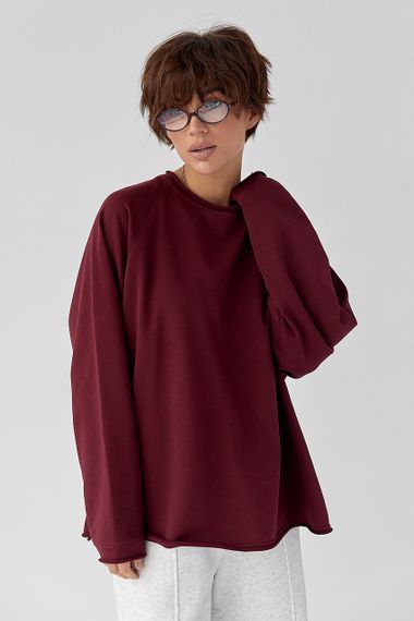 Лонгслів вільного крою з рукавами-реглан - бордо цвет, ONE SIZE (є розміри) | Зображення 3
