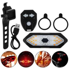 Велофонарь аккумуляторный с указанием поворотов (красный + желтый) с пультом CR2032 Черный