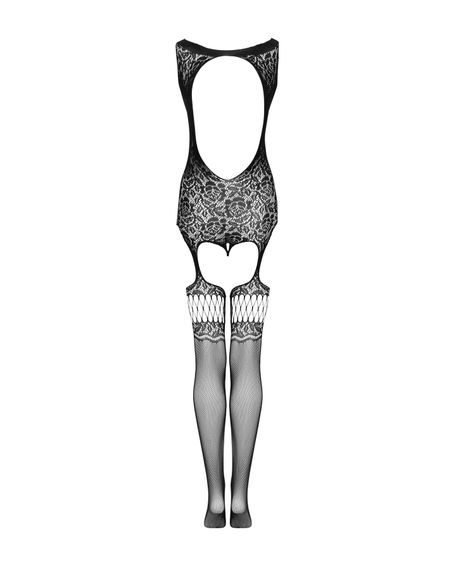 Бодістокінг Obsessive Bodystocking F236 , глибоке декольте, імітація шнурівки, S/M/L | Зображення 5