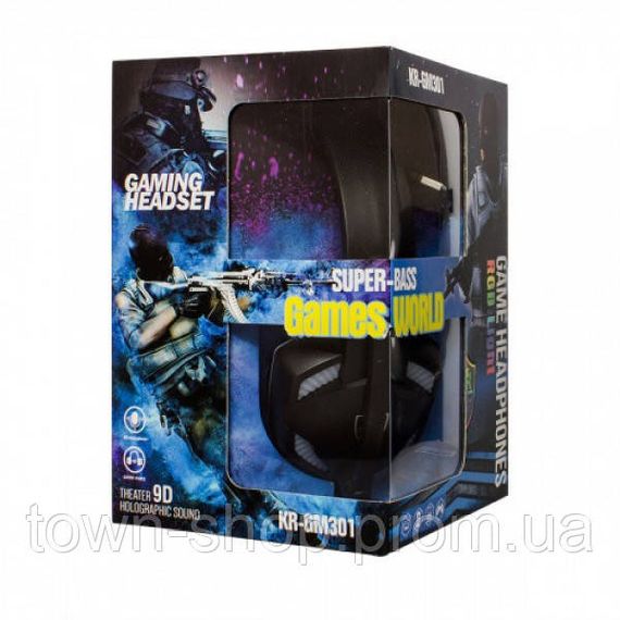 Игровые наушники Gaming Headset KR-GM301 Karler RGB подсветка. Проводная игровая гарнитура с микрофоном и подсветкой | Зображення 3