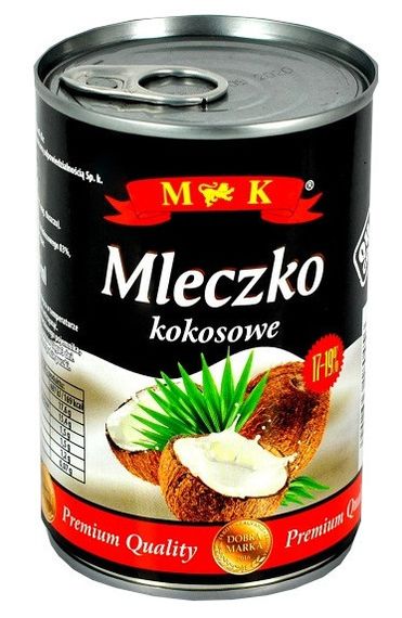 Кокосовое молоко жирностью 17-19%  M&K 400мл, Mleczko kokosove, ж/б, Польша