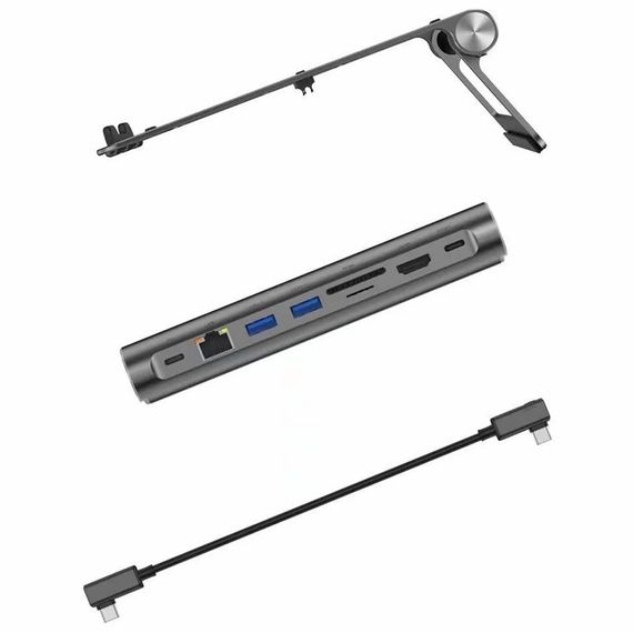 Подставка для ноутбука + HUB WIWU 8 in 1 A821CH Grey | Зображення 1