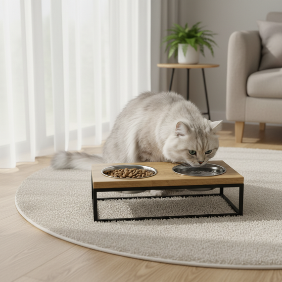 Миски на подставке для средних собак и больших котов Hollky Base M (2 × 0,95 л) BM-422110-BLNT | Зображення 1