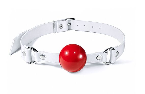 Кляп силіконовий Feral Feelings Silicon Ball Gag White/Red, білий ремінець, червона кулька