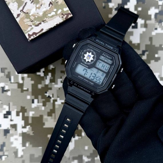 Годинник наручний Patriot 010BKPO Поліція Чорні + Коробка. | Зображення 1