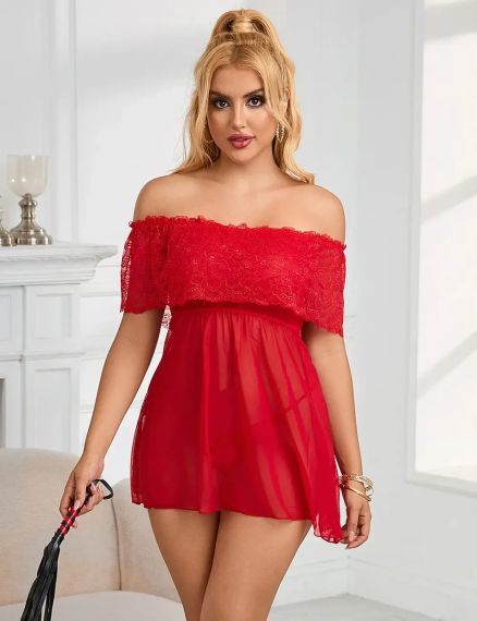 Кружевное сексуальное платье-комбинация Star Night с открытыми плечами, красное Sex Aura