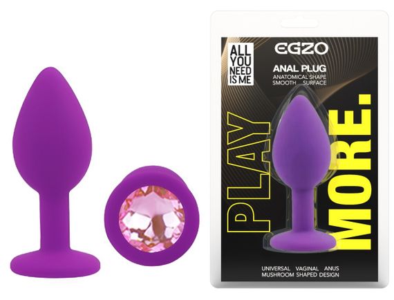 Силіконова анальна пробка EGZO - Silicone Purple Round Plug Pink, size S Sex Aura